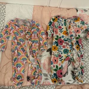 Caden Lane Rainbow and Floral Ruffle Footies
